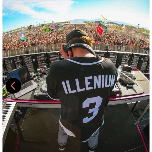 Official Illenium LTD Licensed Baseball Jersey Black White #3 NWT Men Size M - Picture 2 of 6